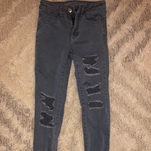 American Eagle Gray Ripped Jeans
